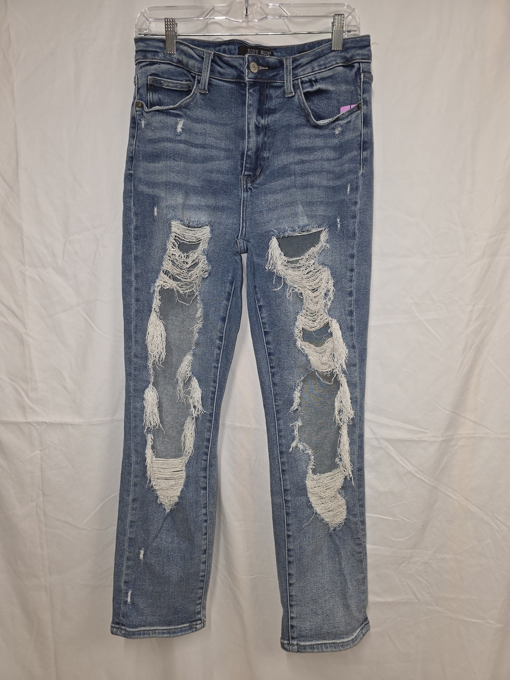 Judy Blue Medium Blue Distressed Straight Leg Jeans
